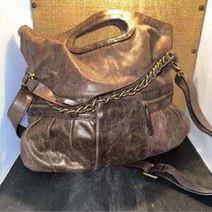 Banana Republic stressed brown leather handbag
